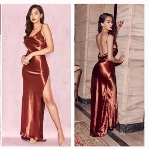 House Of CB 'Tomasa' Bronze Maxi Satin Dress Size S